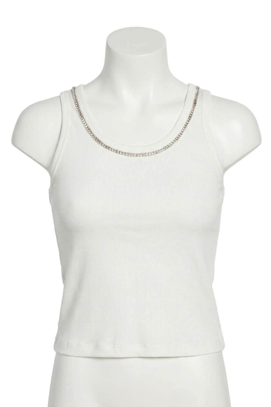 NEW ALICE + OLIVIA allen embellished tank top in white